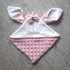 COFFRET: couverture minky x75cm + doudou minky nœud + un ensemble turban+bandeau+chaussons+moufles